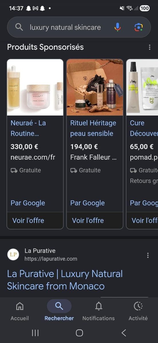 Mention du site La Purative en premier sur mobile